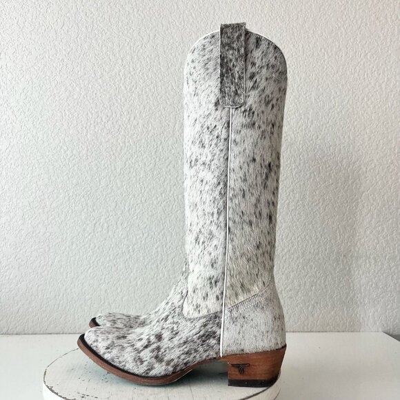 NEW Lane PLAIN JANE Hair on Hide Womens Cowboy Boots Sz 8 Tall Leather Cowhide - Picture 4 of 11